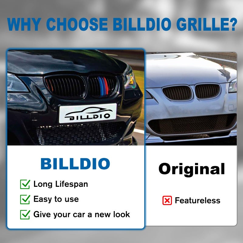 BILLDIO E60 Grille,Front Kidney Grill M Color Grille Compatible With 2003-2009 BMW 5 series E60 E61 520i,523i,525i,528i,530i,535i,550i,ABS Gloss Black Single Slat - Image 5